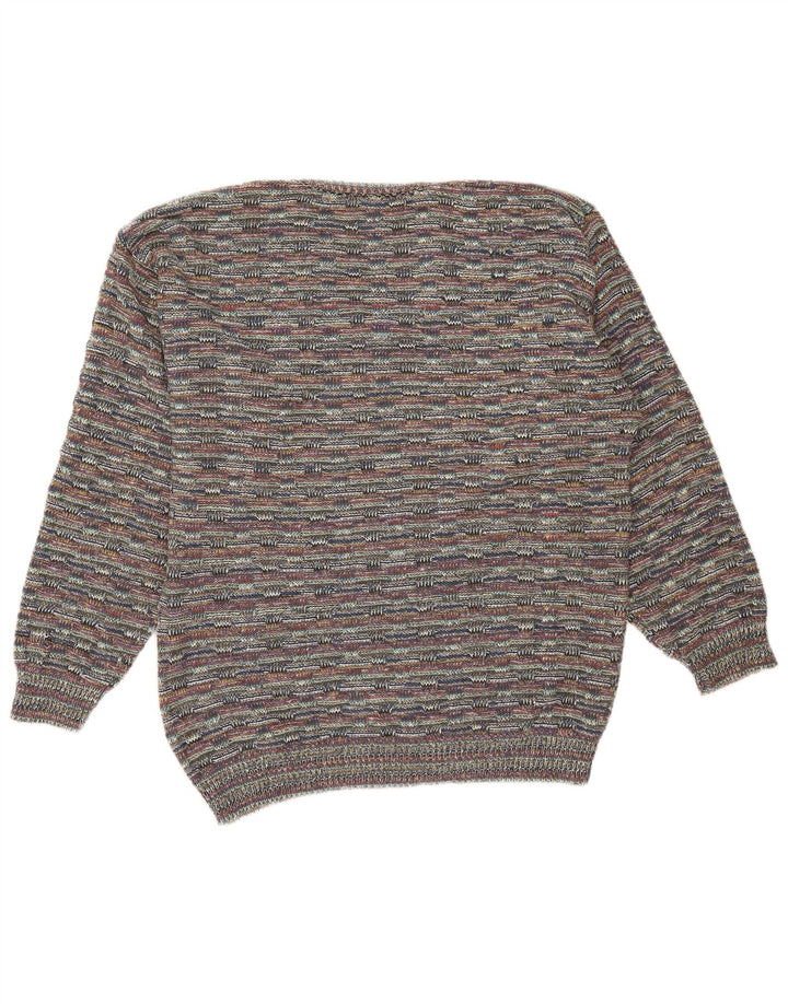 Vintage Mens V-Neck Jumper Sweater XL Grey Flecked