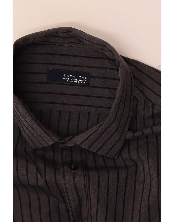 Zara Mens Shirt Large Grey Pinstripe