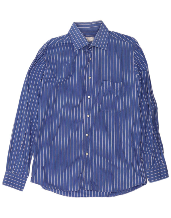 Roccobarocco Mens Shirt Size 40 15 3/4 Medium Blue Pinstripe