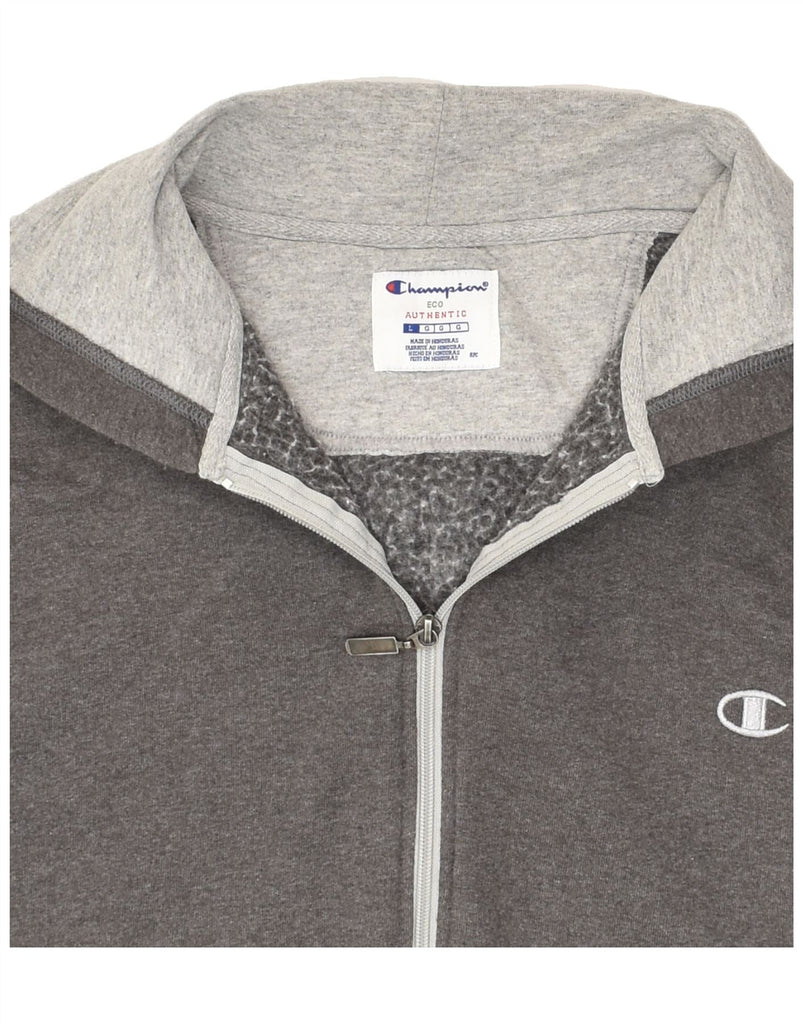 CHAMPION Mens Eco Zip Hoodie Sweater Large Grey Cotton | Vintage Champion | Thrift | Second-Hand Champion | Used Clothing | Messina Hembry 