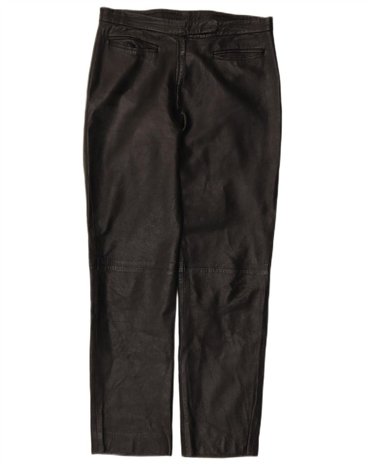 Conbipel Womens Straight Leather Trousers IT 48 XL W30 L29 Black Leather