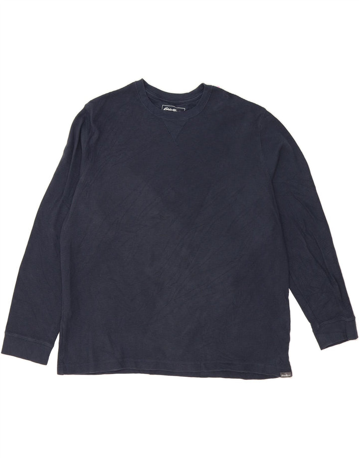 EDDIE BAUER Mens Top Long Sleeve 2XL Navy Blue Cotton Vintage Eddie Bauer and Second-Hand Eddie Bauer from Messina Hembry 