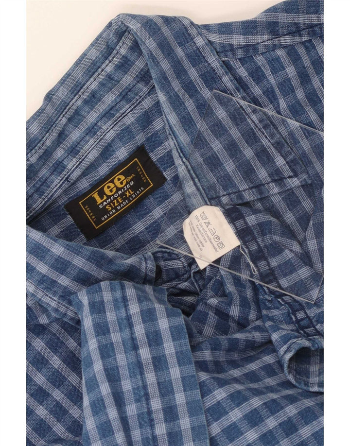 Lee Mens Shirt XL Blue Check Cotton