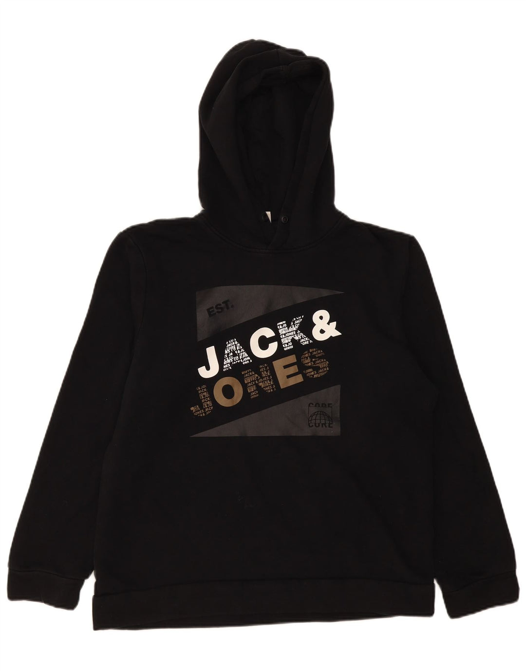 Jack & Jones Mens Graphic Hoodie Jumper Small Black