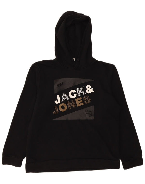 Jack & Jones Mens Graphic Hoodie Jumper Small Black