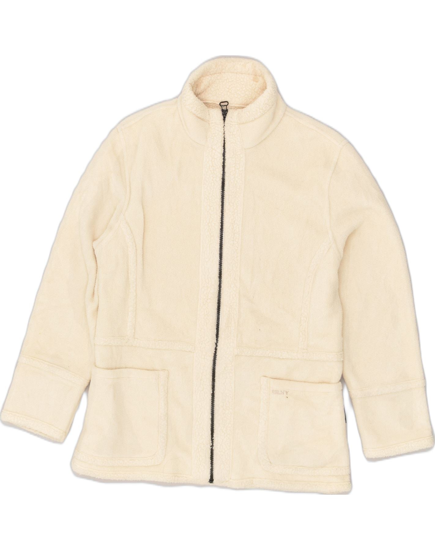 SILVY Womens Fleece Jacket UK 10 Small Beige Vintage Second