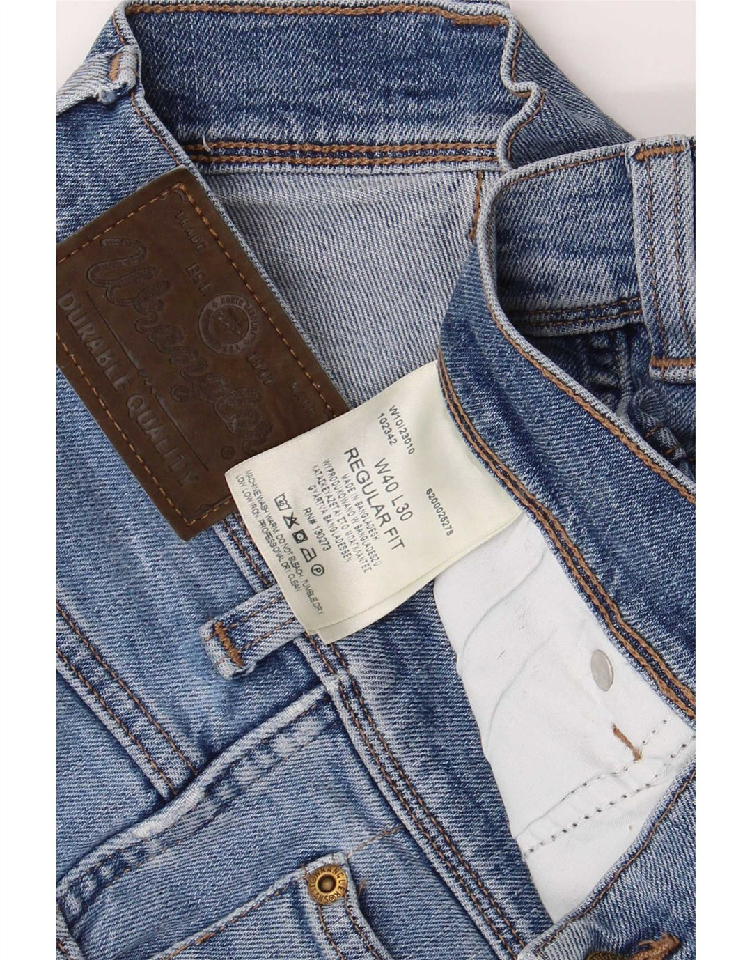 Wrangler Mens Regular Fit Straight Jeans W40 L30 Blue Cotton