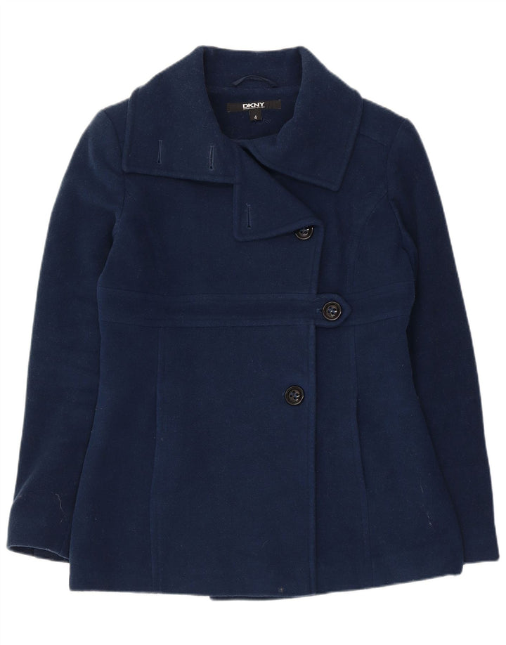 Dkny Womens Overcoat US 4 Small Navy Blue Wool