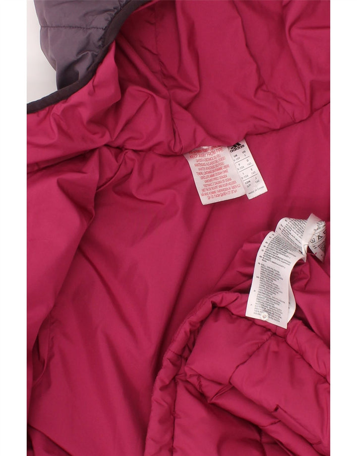 Adidas Boys Hooded Padded Jacket 9-10 Years Pink Colourblock Polyester