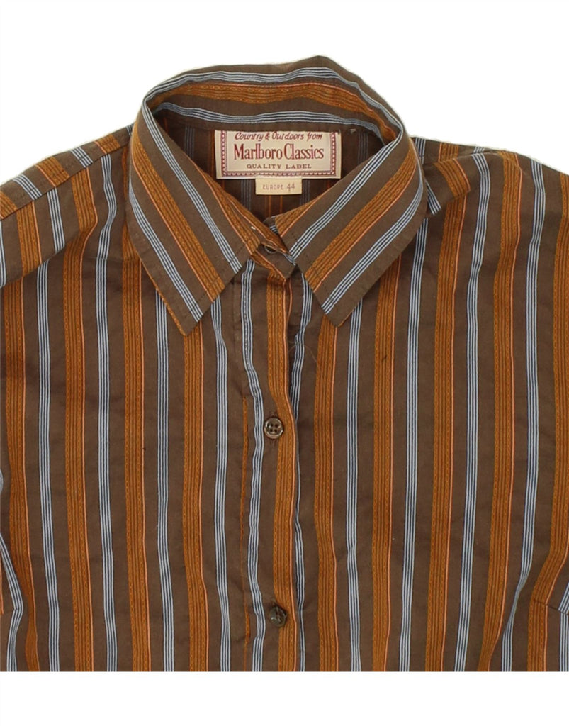 MARLBORO CLASSICS Womens Slim Shirt EU 44 XL Brown Striped Cotton | Vintage Marlboro Classics | Thrift | Second-Hand Marlboro Classics | Used Clothing | Messina Hembry 
