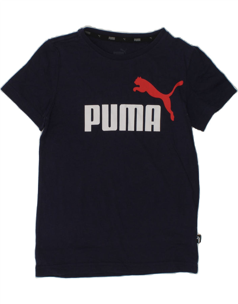 PUMA Boys Graphic T-Shirt Top 7-8 Years Navy Blue Cotton | Vintage Puma | Thrift | Second-Hand Puma | Used Clothing | Messina Hembry 