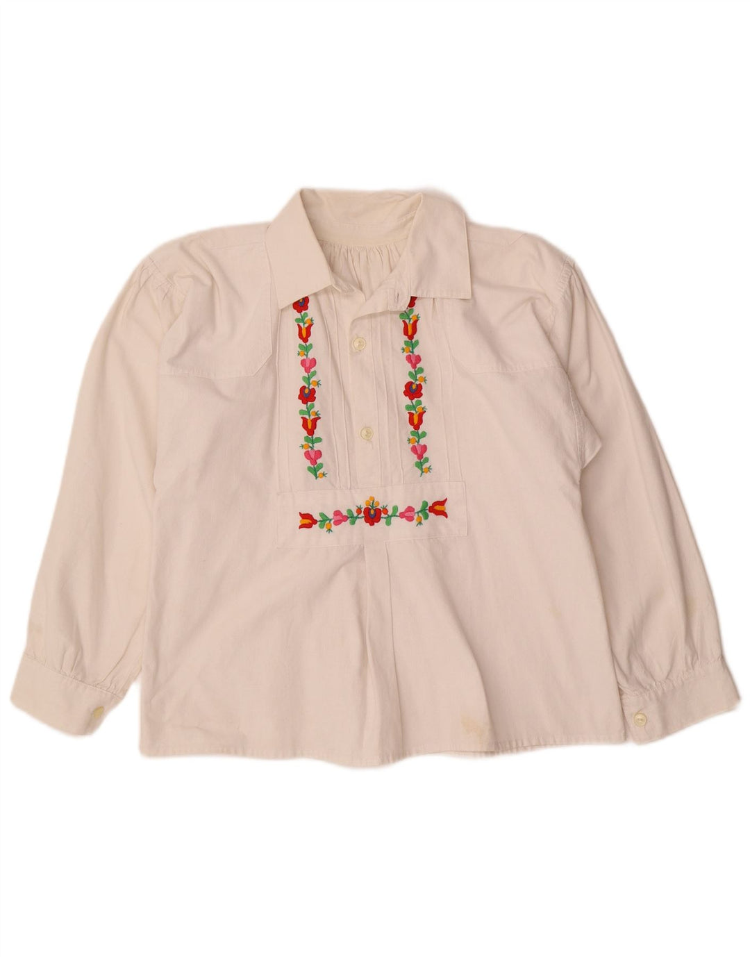 VINTAGE Womens Shirt Blouse UK 12 Medium White Floral