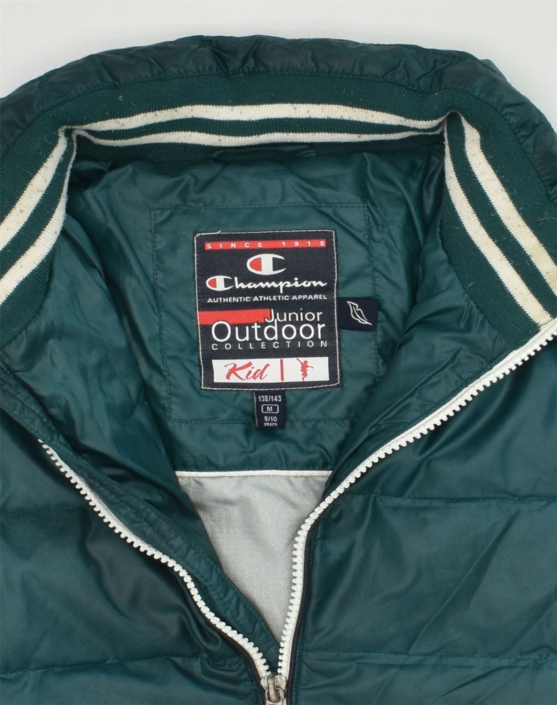 CHAMPION Boys Padded Jacket 9-10 Years Medium Green Polyester | Vintage Champion | Thrift | Second-Hand Champion | Used Clothing | Messina Hembry 