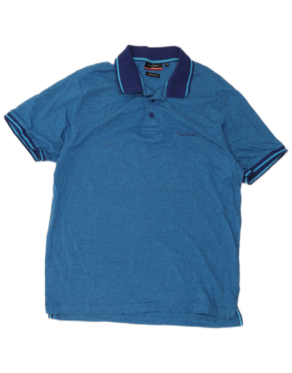 Pierre Cardin Mens Regular Fit Polo Shirt XL Blue Pinstripe Cotton
