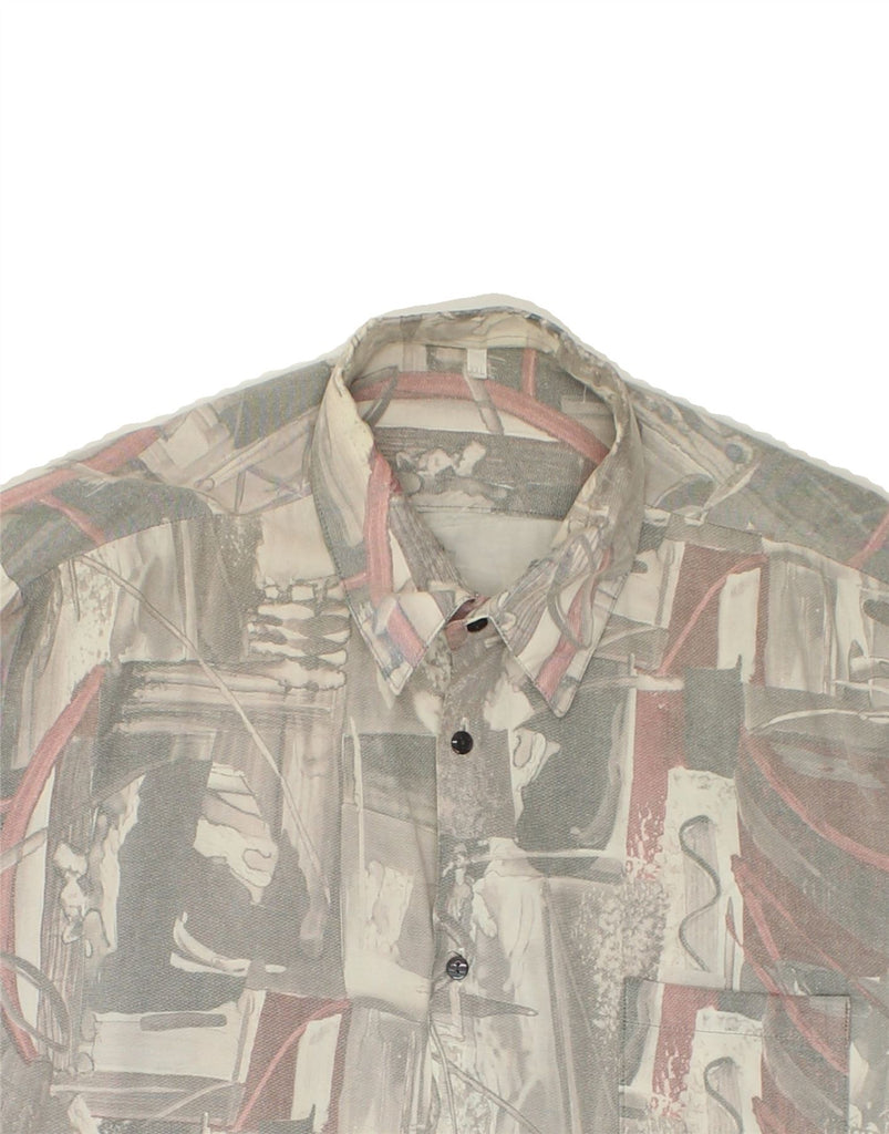 VINTAGE Mens Abstract Pattern Shirt 2XL Grey Vintage Vintage and Second-Hand Vintage from Messina Hembry 