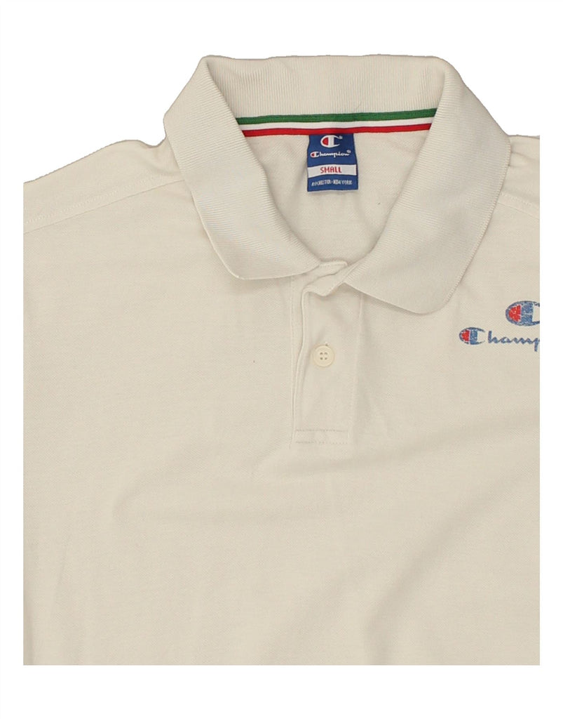 CHAMPION Mens Polo Shirt Small Off White | Vintage Champion | Thrift | Second-Hand Champion | Used Clothing | Messina Hembry 