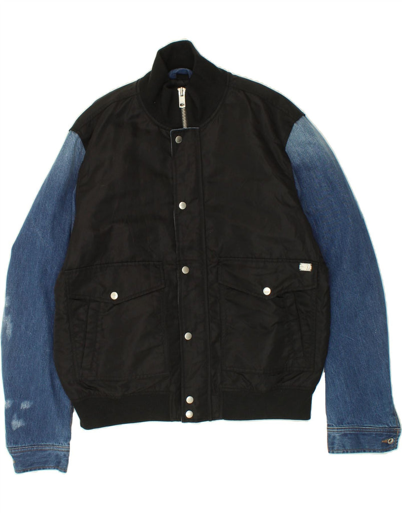 DIESEL Mens Bomber Jacket UK 42 XL Black Colourblock Nylon | Vintage Diesel | Thrift | Second-Hand Diesel | Used Clothing | Messina Hembry 