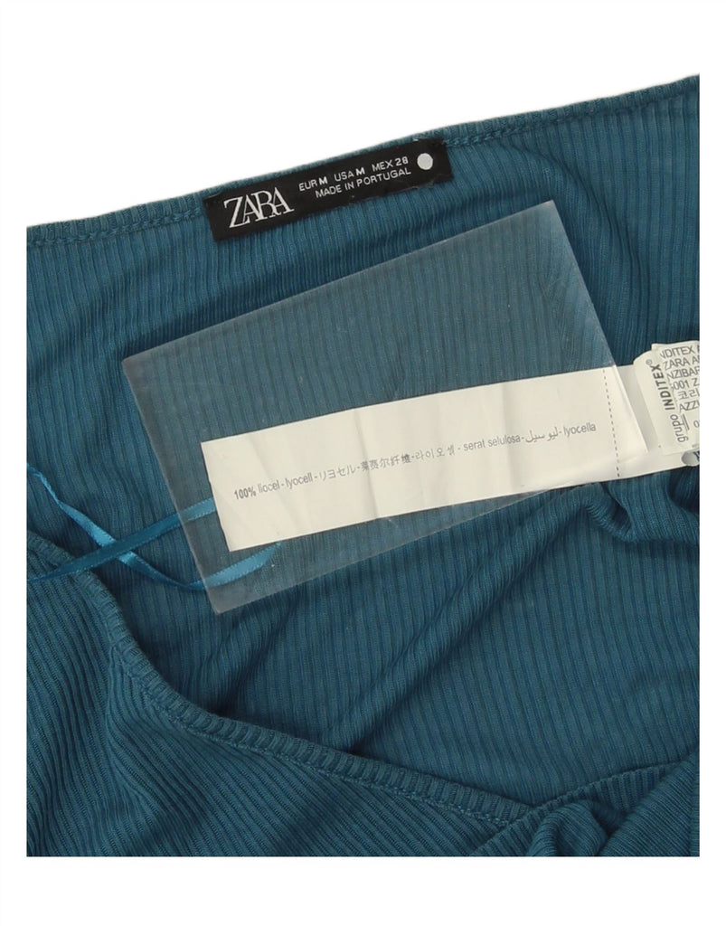 ZARA Womens Top Long Sleeve UK 12 Medium Blue Lyocell Vintage Zara and Second-Hand Zara from Messina Hembry 