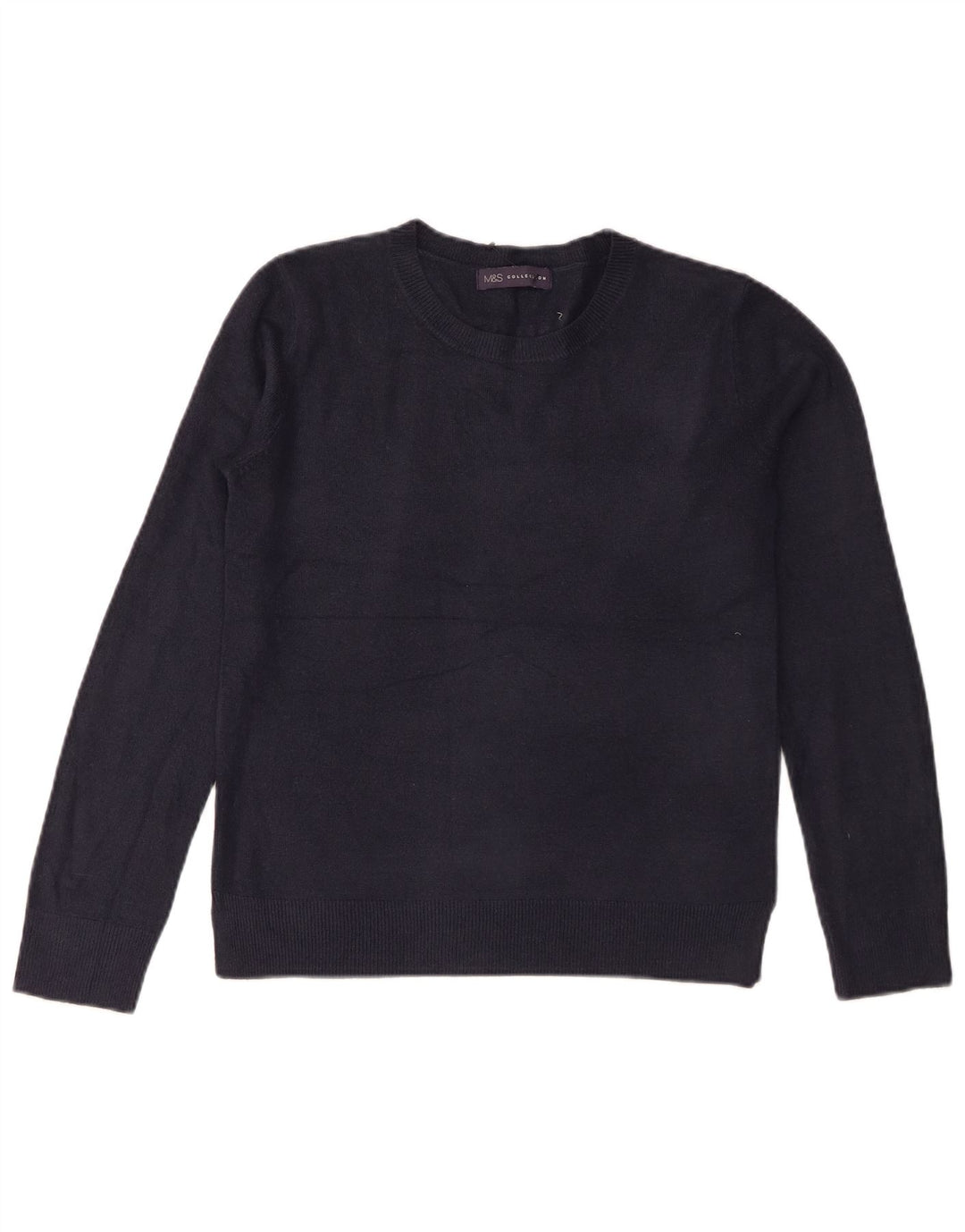 Marks & Spencer Womens Crew Neck Jumper Sweater UK 10 Small Navy Blue
