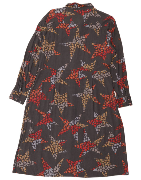 White Stuff Womens Abstract Pattern Shirt Dress UK 16 Large Grey Lyocell