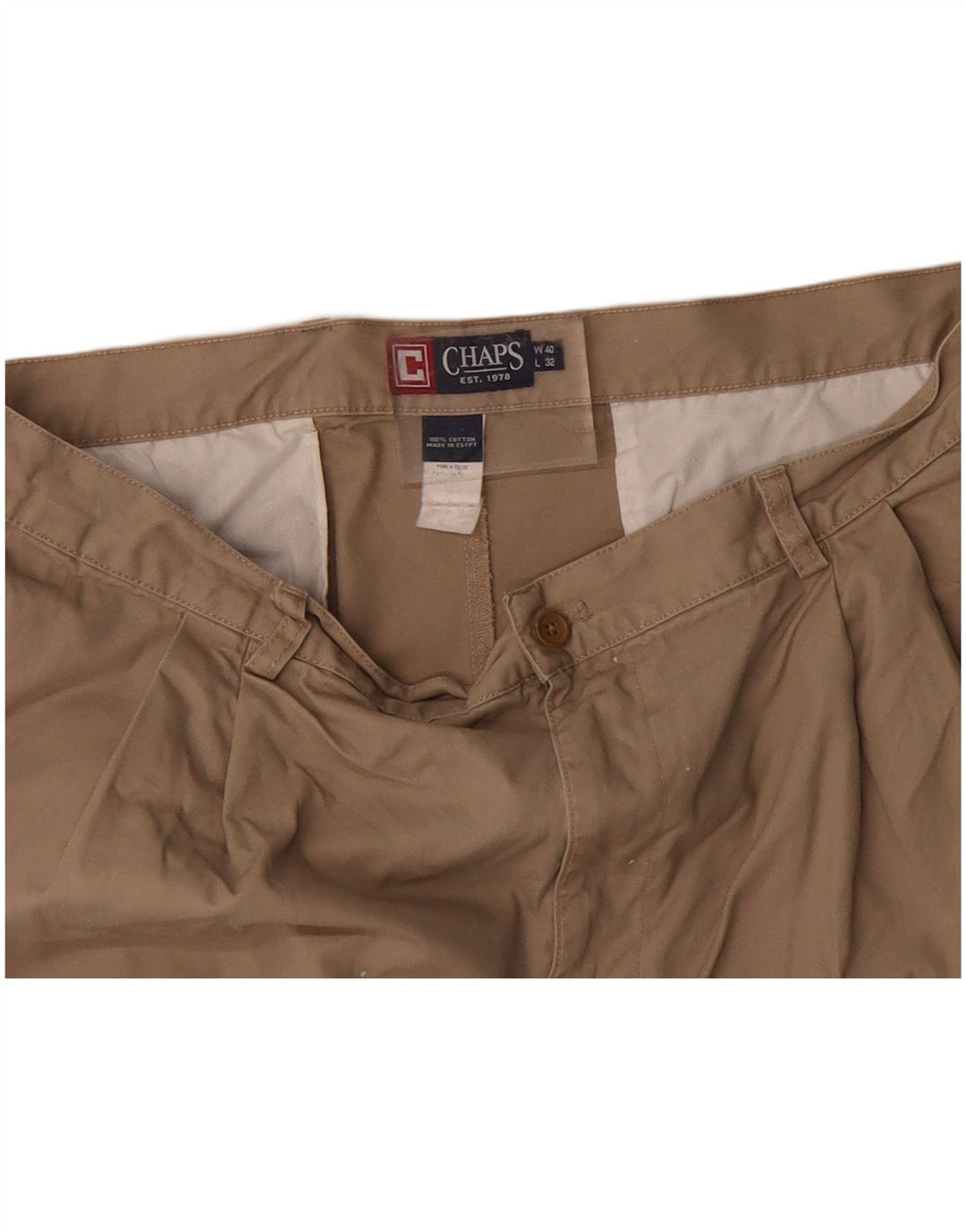 CHAPS Mens Straight Chino Trousers W40 L32 Beige Cotton Classic