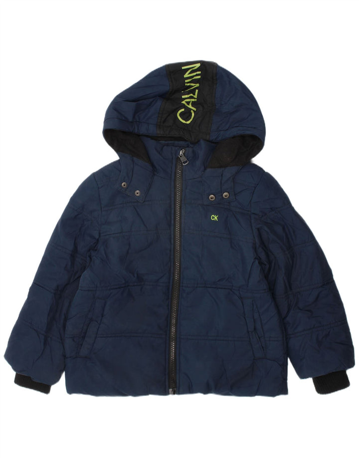 CALVIN KLEIN Boys Graphic Hooded Padded Jacket 3-4 Years Navy Blue