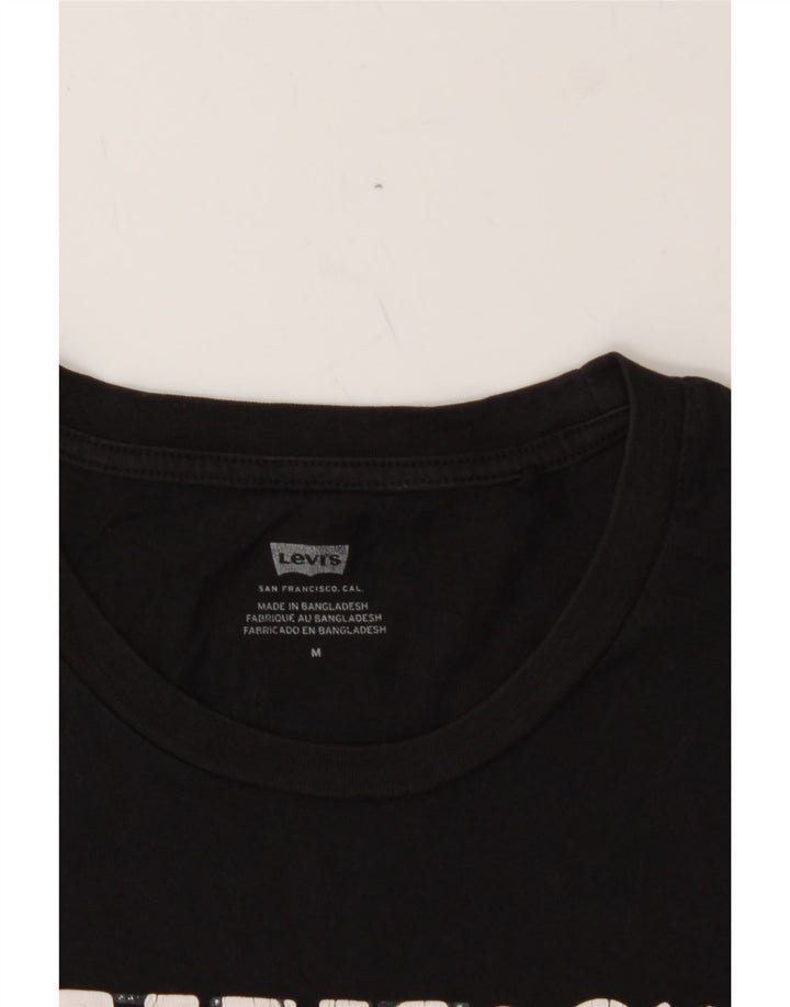 LEVI'S Womens Graphic T-Shirt Top UK 14 Medium Black Vintage Levi's and Second-Hand Levi's from Messina Hembry 
