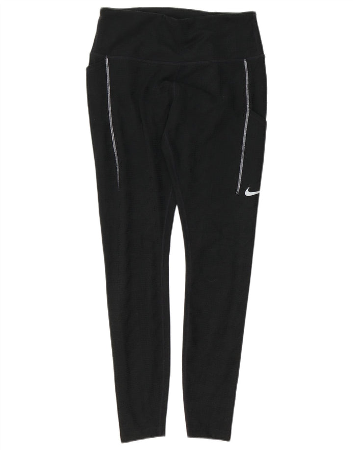 Nike Womens Dri Fit Leggings UK 14 Medium Black Polyester