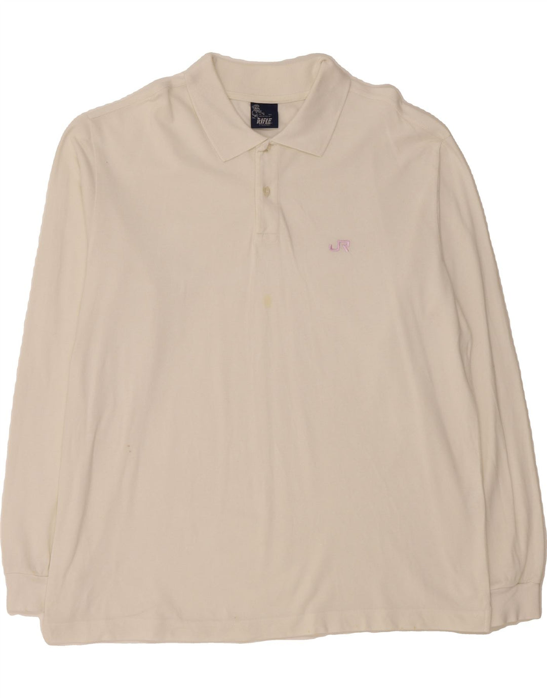 RIFLE Mens Long Sleeve Polo Shirt 2XL White Cotton Vintage Rifle and Second-Hand Rifle from Messina Hembry 