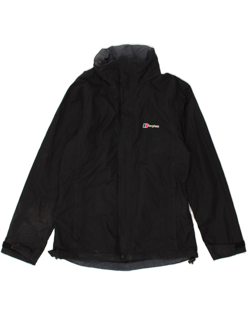 BERGHAUS Womens Hooded Windbreaker Jacket UK 16 Large Black Nylon | Vintage Berghaus | Thrift | Second-Hand Berghaus | Used Clothing | Messina Hembry 