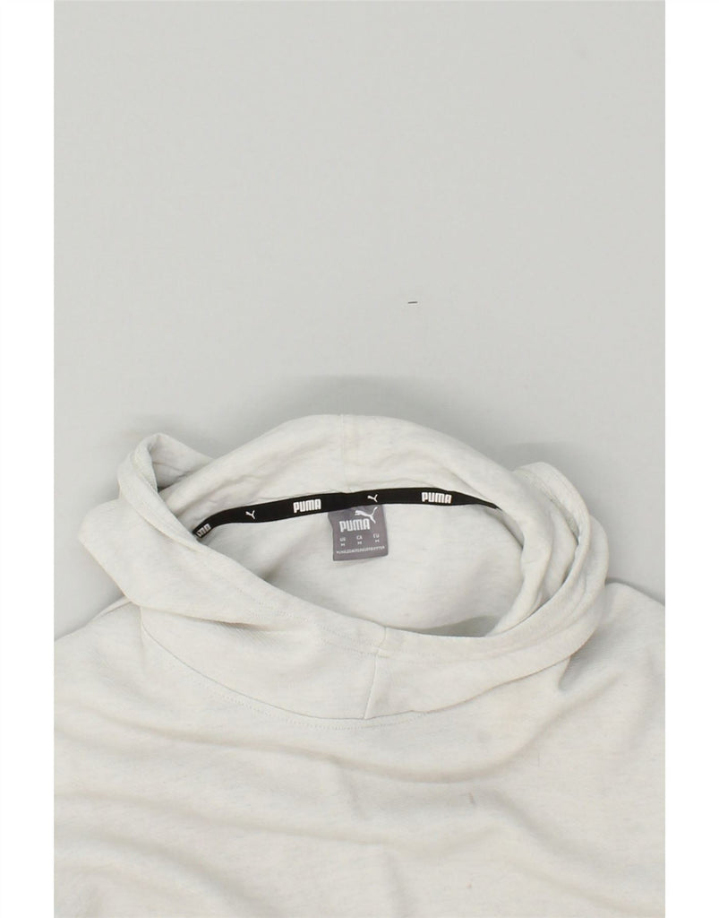 PUMA Womens Crop Hoodie Jumper UK 14 Medium White Cotton | Vintage Puma | Thrift | Second-Hand Puma | Used Clothing | Messina Hembry 