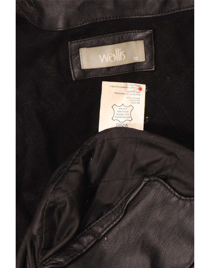 Wallis Womens Oversized Leather Coat UK 10 Small Black
