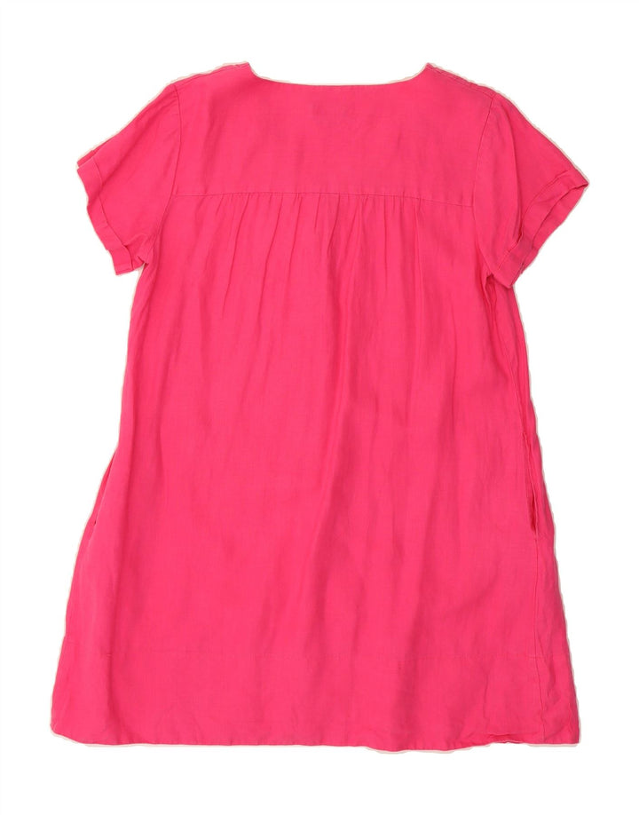 BENETTON Womens Oversized A-Line Dress UK 10 Small Pink Linen Vintage Benetton and Second-Hand Benetton from Messina Hembry 