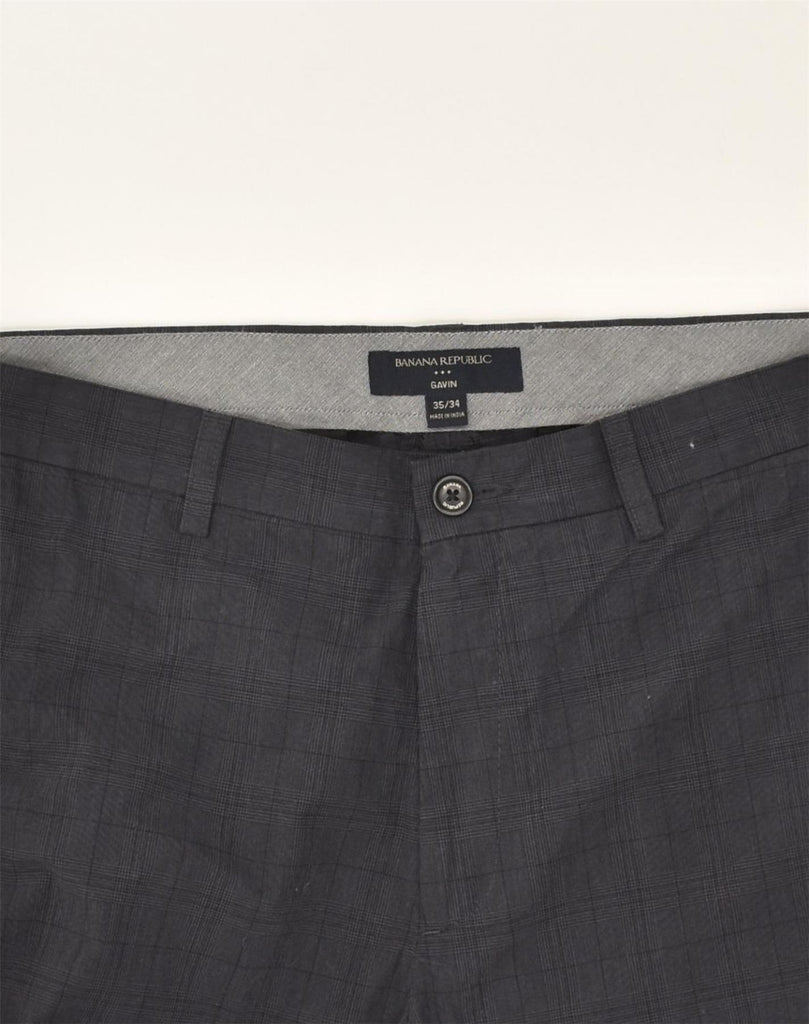 BANANA REPUBLIC Mens Gavin Straight Chino Trousers W35 L34  Black Check | Vintage Banana Republic | Thrift | Second-Hand Banana Republic | Used Clothing | Messina Hembry 