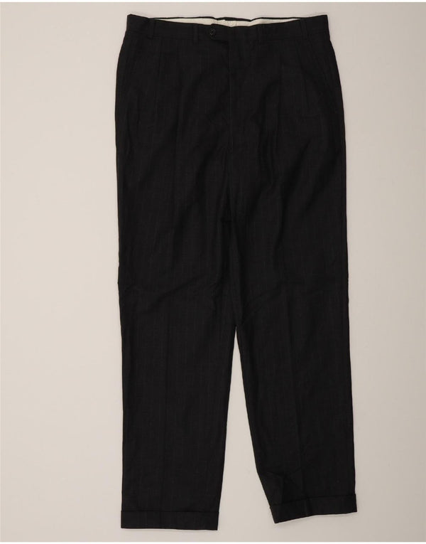 Aquascutum Mens Pegged Suit Trousers Large W34 L32 Grey Pinstripe Wool
