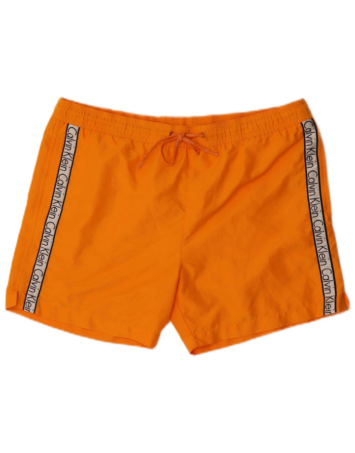 Calvin Klein Mens Graphic Swimming Shorts Medium Orange Colourblock