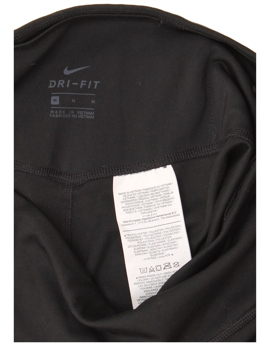 Nike Womens Dri Fit Graphic Capri Leggings UK 12 Medium Black Polyester