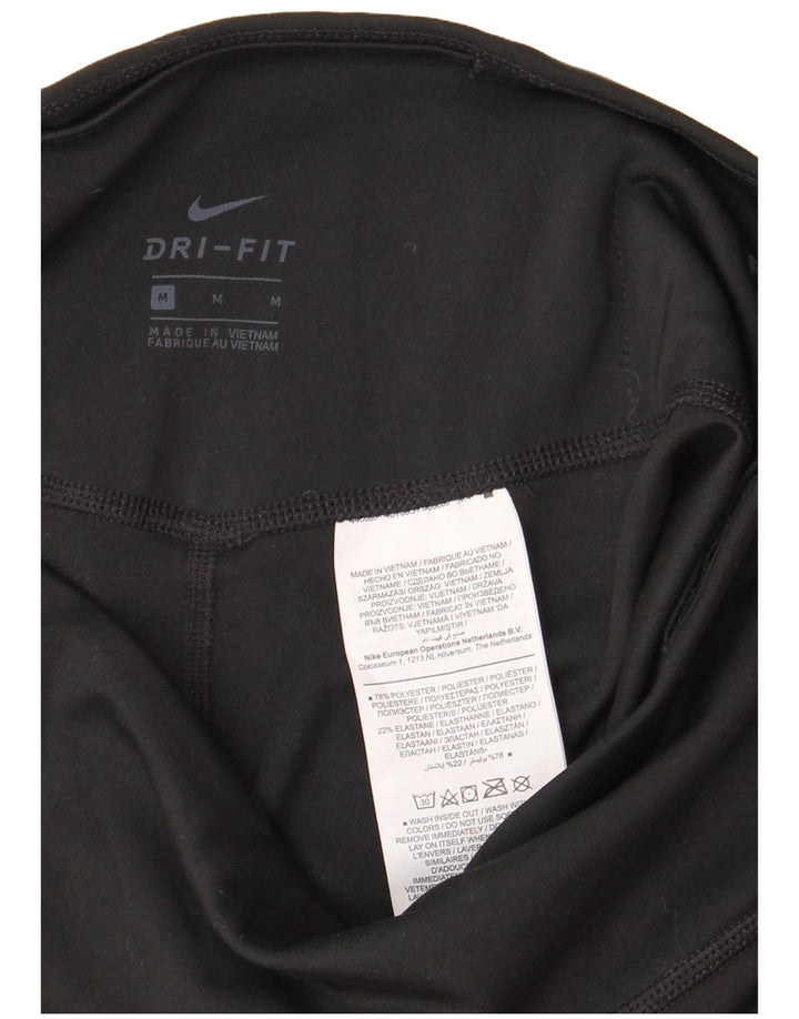 Nike Womens Dri Fit Graphic Capri Leggings UK 12 Medium Black Polyester