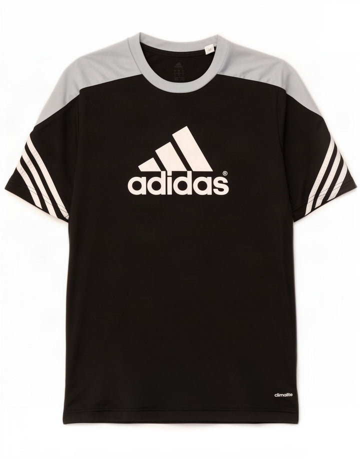 Adidas Mens Climalite Graphic T-Shirt Top Large Black Colourblock Polyester