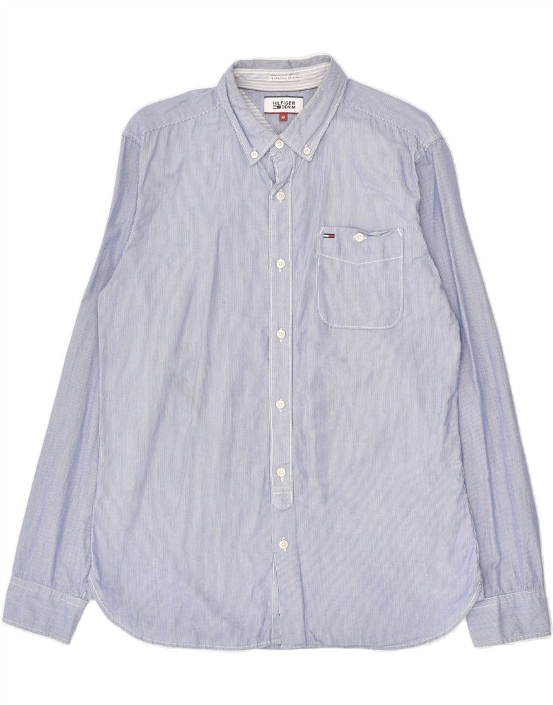 TOMMY HILFIGER Mens Shirt Medium Blue Pinstripe Cotton | Vintage Tommy Hilfiger | Thrift | Second-Hand Tommy Hilfiger | Used Clothing | Messina Hembry 