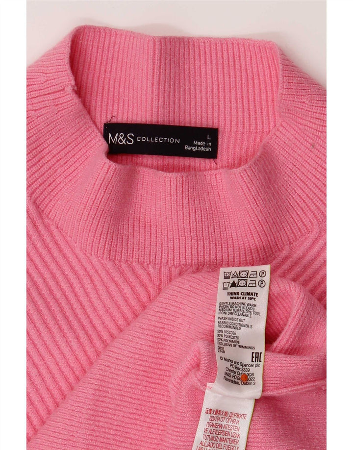 Marks & Spencer Womens Turtle Neck Jumper Sweater UK 16 Large Pink Viscose