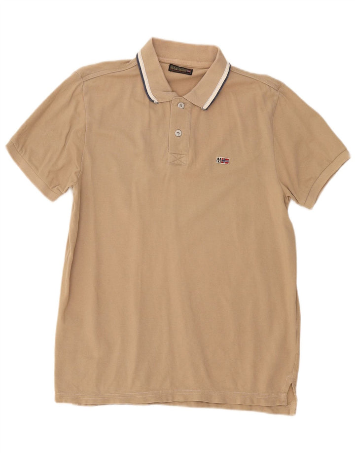 Napapijri Mens Polo Shirt Medium Beige Cotton