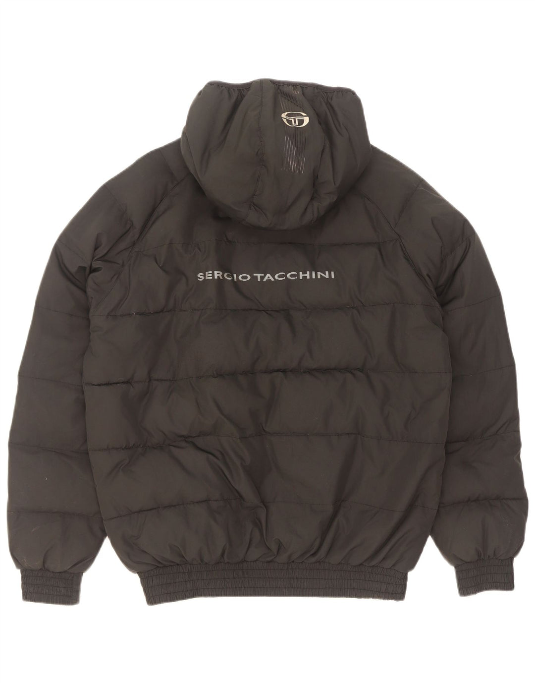 Sergio Tacchini Mens Graphic Padded Jacket UK 38 Medium Black Polyester