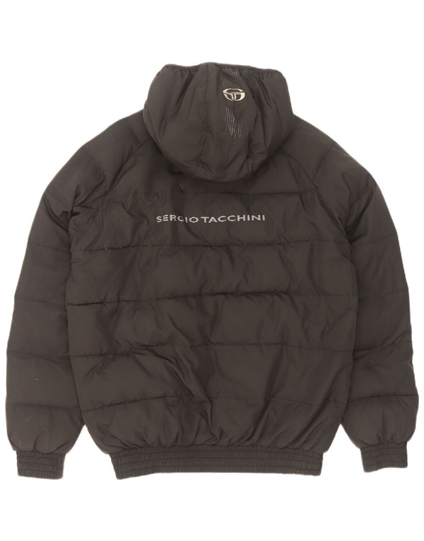 Sergio Tacchini Mens Graphic Padded Jacket UK 38 Medium Black Polyester