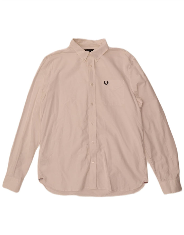 Fred Perry Mens Shirt Large White Cotton