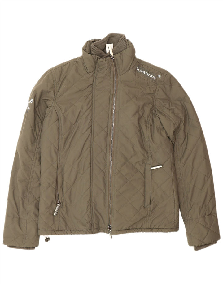 Superdry Womens Windcheater Windbreaker Jacket UK 14 Medium Khaki Nylon