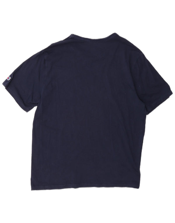 Champion Mens Graphic T-Shirt Top XL Navy Blue Cotton