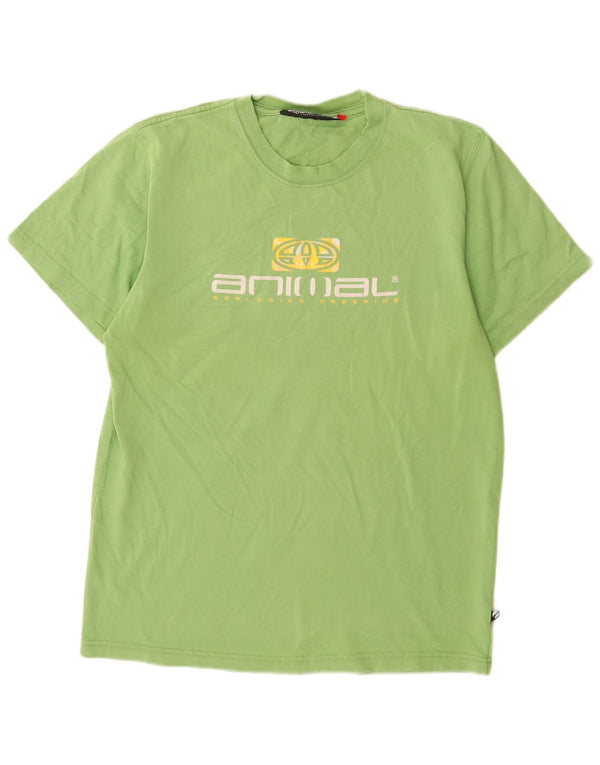 Animal Mens Graphic T-Shirt Top Small Green Cotton