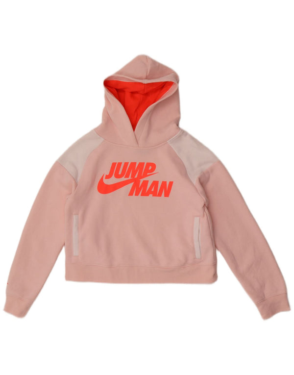 Jordan Girls Crop Graphic Hoodie Jumper 12-13 Years Large Pink Colourblock