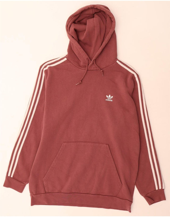 Adidas Mens Hoodie Jumper Large Maroon Cotton